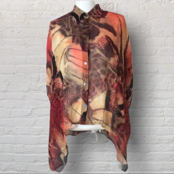 Da-Nang Flowy Blouse 100% Silk Size M/L - Picture 4 of 8